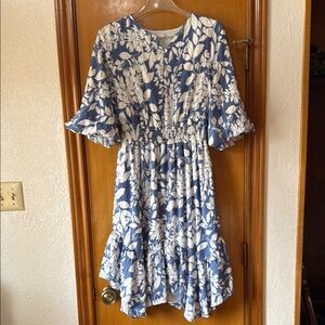CES FEMME Blue and White Floral Dress